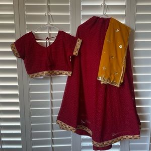 Indian Ethnic Wear - Traditional Chaniya Choli Navratri - red chicken material